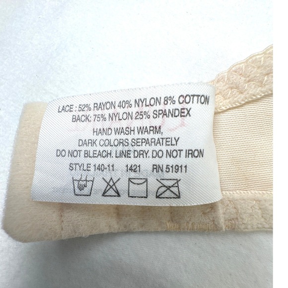 Lunaire Versailles Lace Unlined Underwire Bra 40C Cream Beige Sheer Mesh 140-11 - Picture 6 of 6